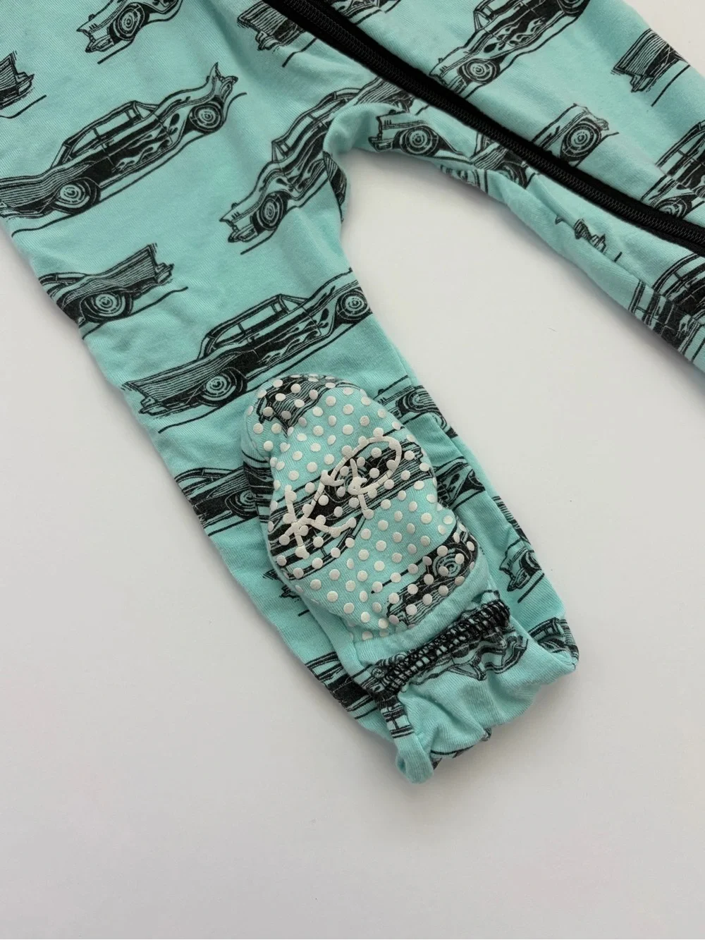 Kickee Pants 6-9M Mint Green Car-Print Footed One-Piece Pajamas - Kids